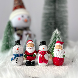크리스마스 장식소품 미니어처 눈사람 산타 인형 4P세트 겨울 인테리어 선반데코