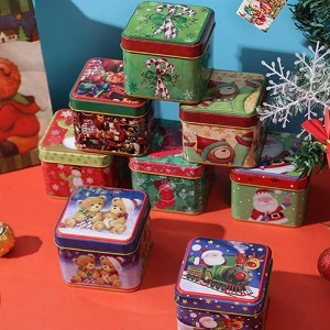 크리스마스 사각 틴박스 12P세트 틴케이스 선물상자 쿠키상자