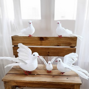비둘기 모형 새모형 흰색비둘기 (한쌍/소/중/대)